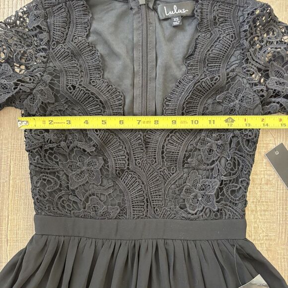 NWT Lulus Black Lace Skater Dress Sz XS LBD Crochet Lace Mini Angel in Disguise - Picture 14 of 14